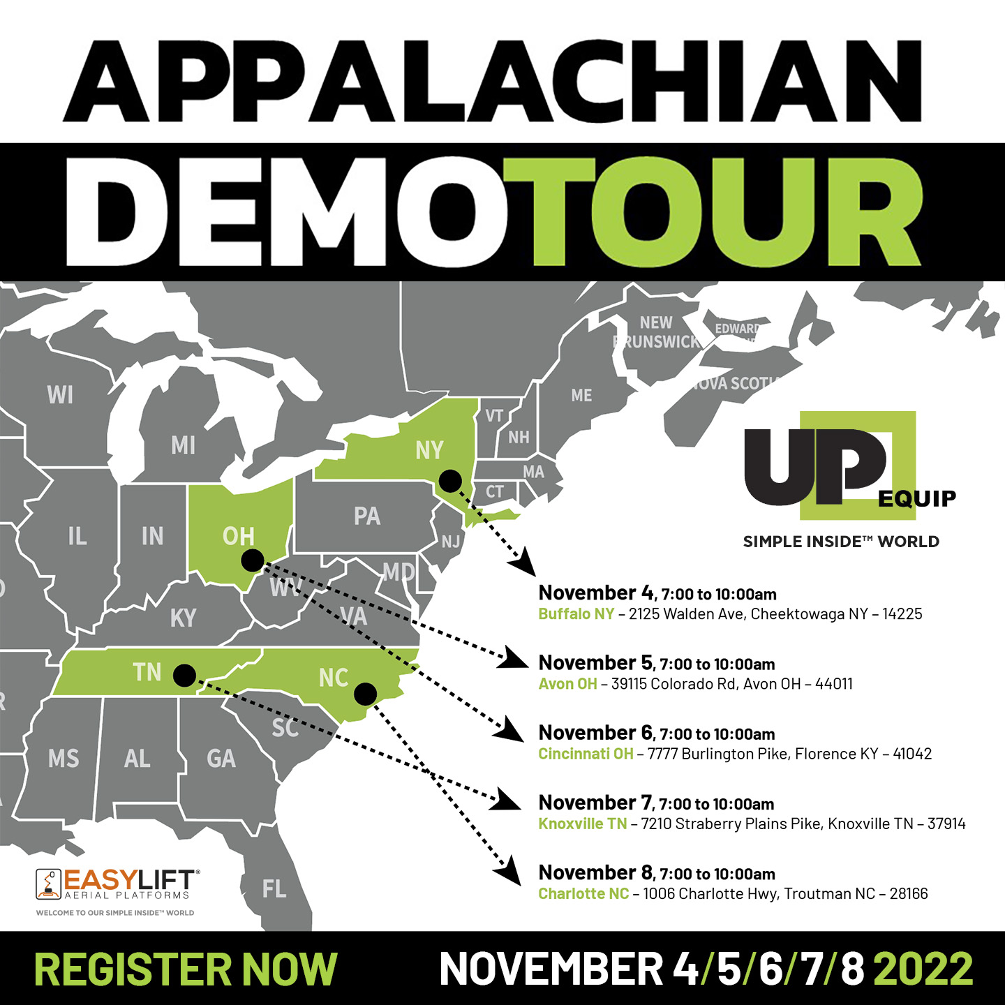 Appalachian Demo Tour and TCI EXPO 2022 for Easy Lift spiders!